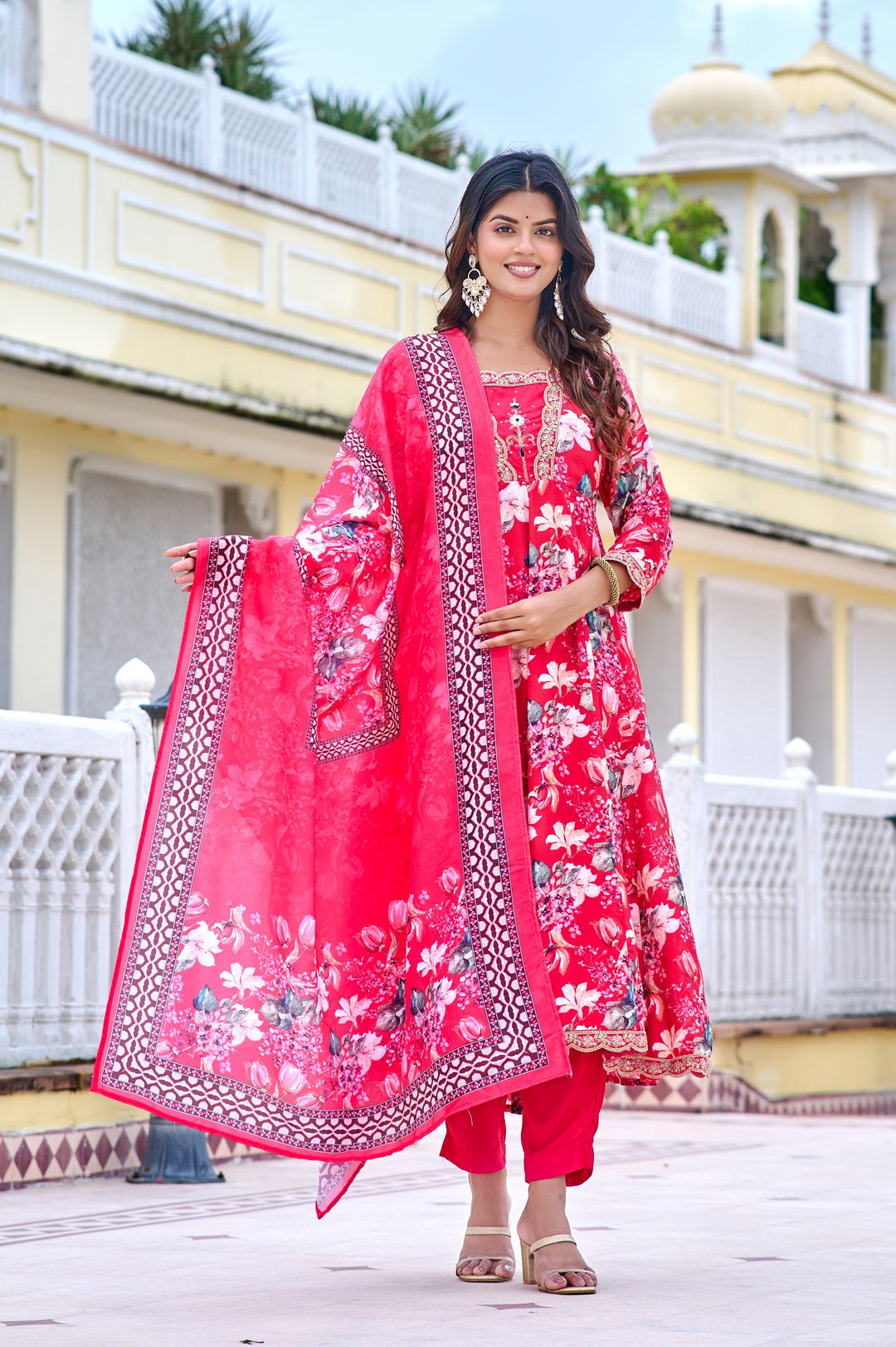 Vibrant Muslin Anarkali Suits – Redefining Elegance in Red & Yellow