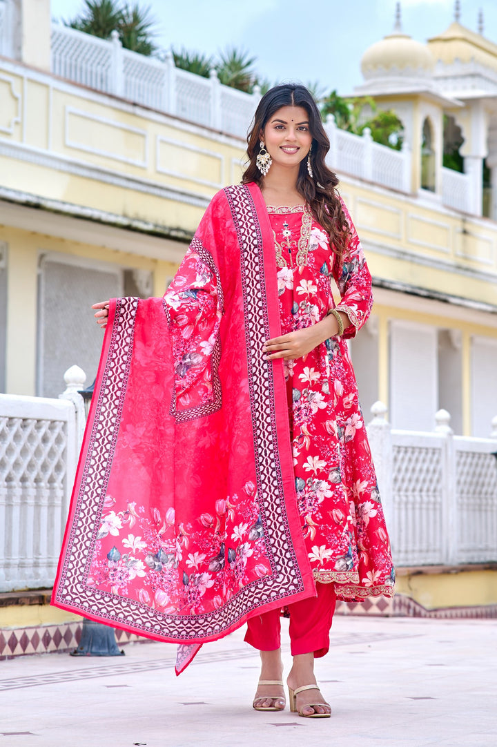 Vibrant Muslin Anarkali Suits – Redefining Elegance in Red & Yellow