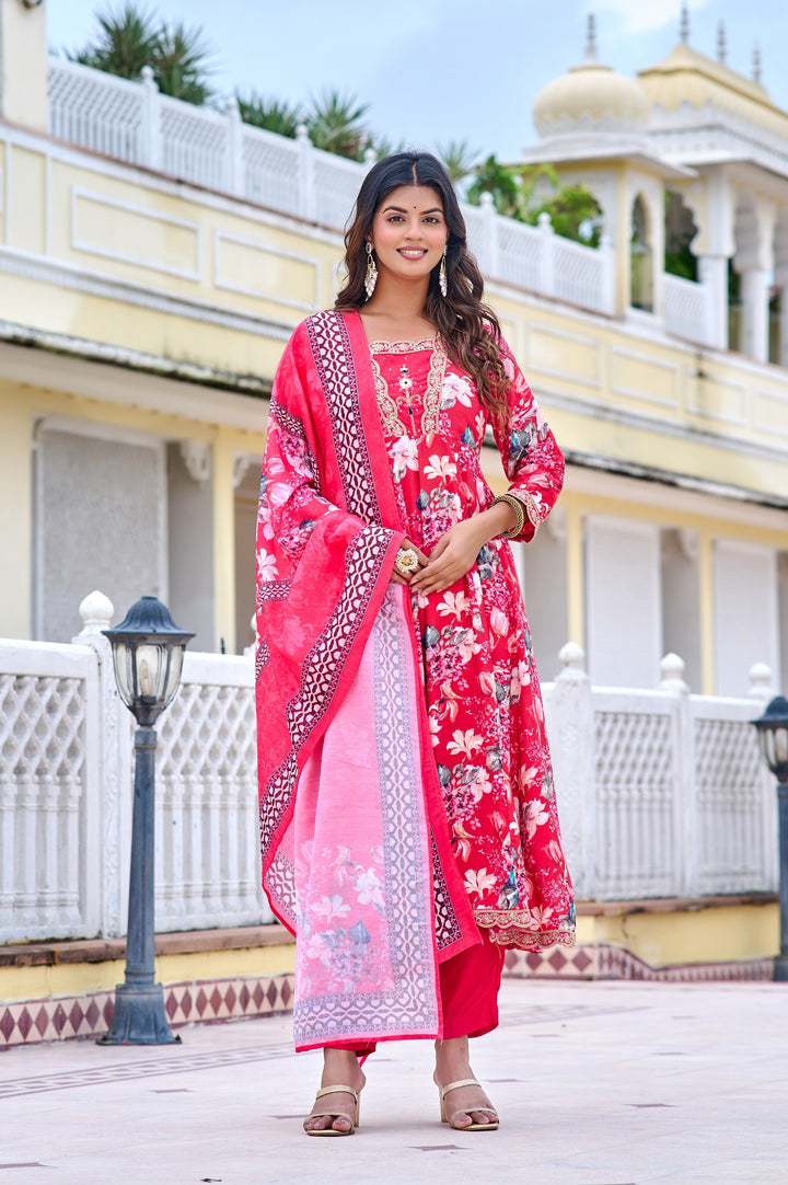Vibrant Muslin Anarkali Suits – Redefining Elegance in Red & Yellow