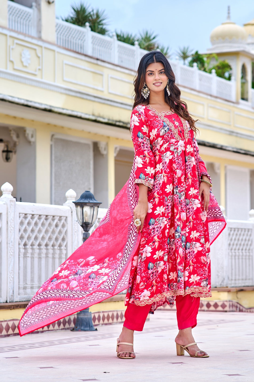 Vibrant Muslin Anarkali Suits – Redefining Elegance in Red & Yellow
