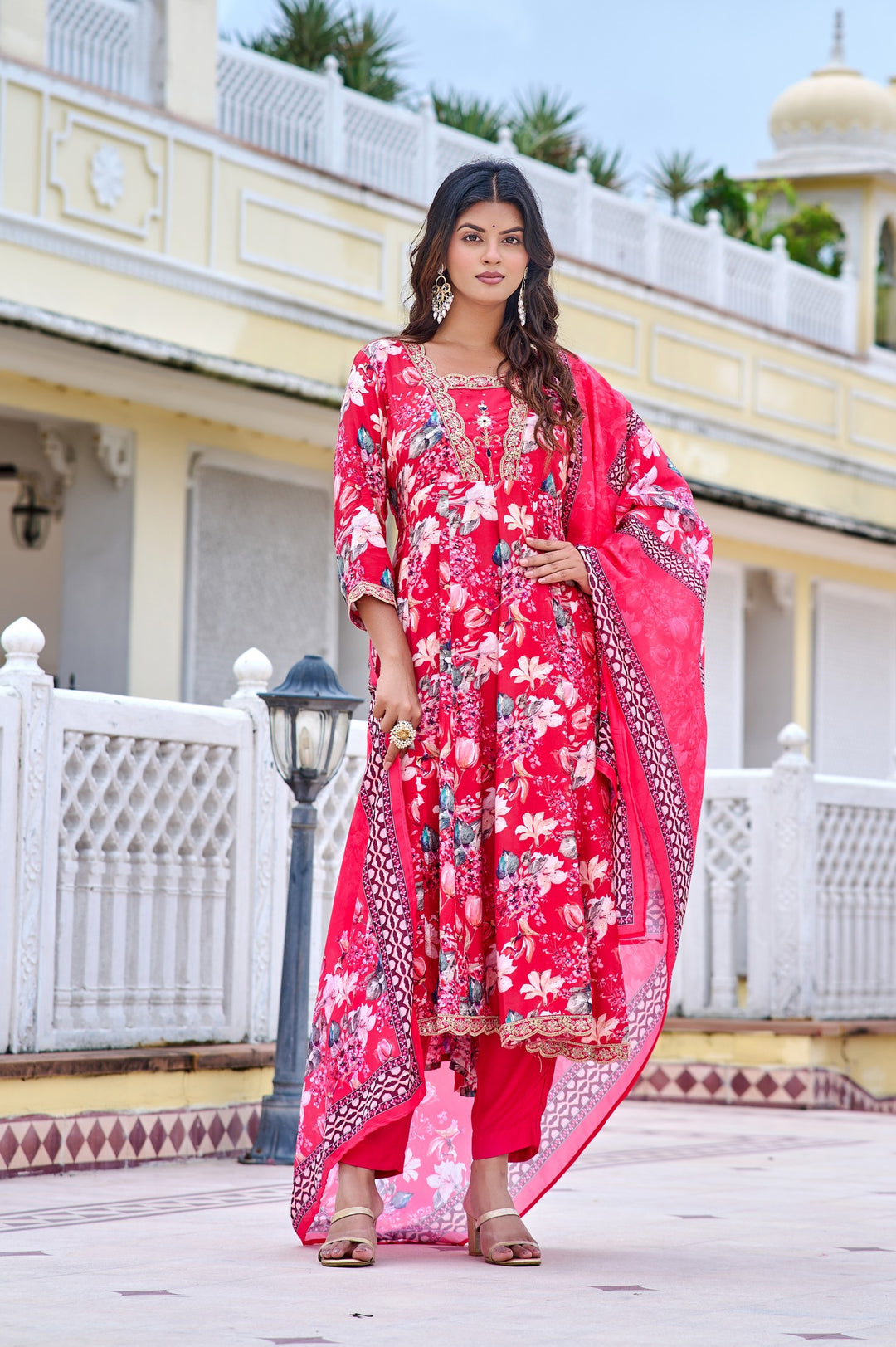 Vibrant Muslin Anarkali Suits – Redefining Elegance in Red & Yellow