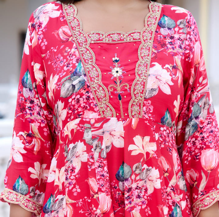 Vibrant Muslin Anarkali Suits – Redefining Elegance in Red & Yellow