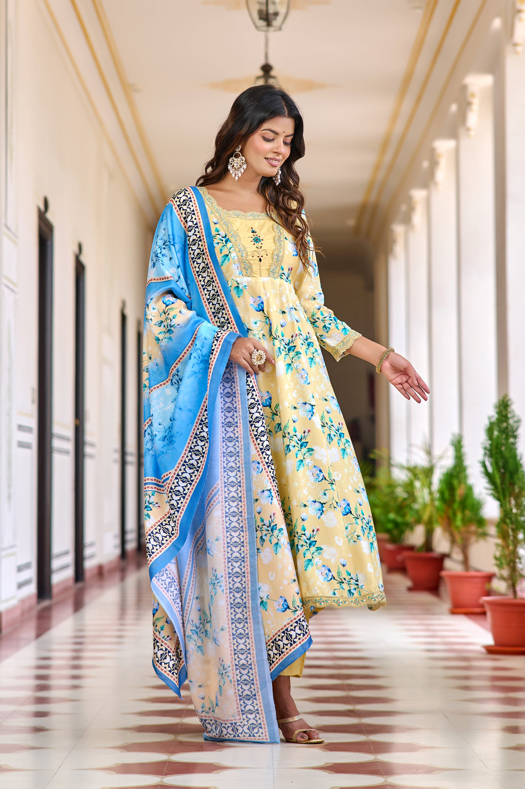 Vibrant Muslin Anarkali Suits – Redefining Elegance in Red & Yellow