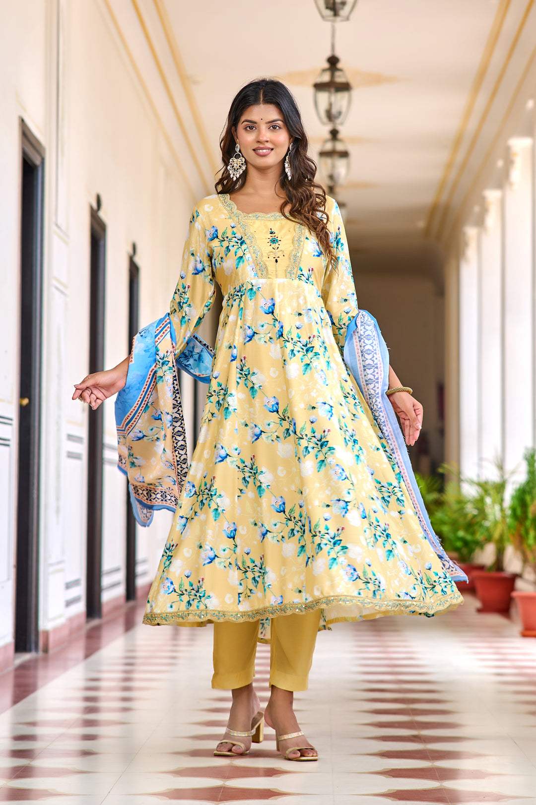 Vibrant Muslin Anarkali Suits – Redefining Elegance in Red & Yellow