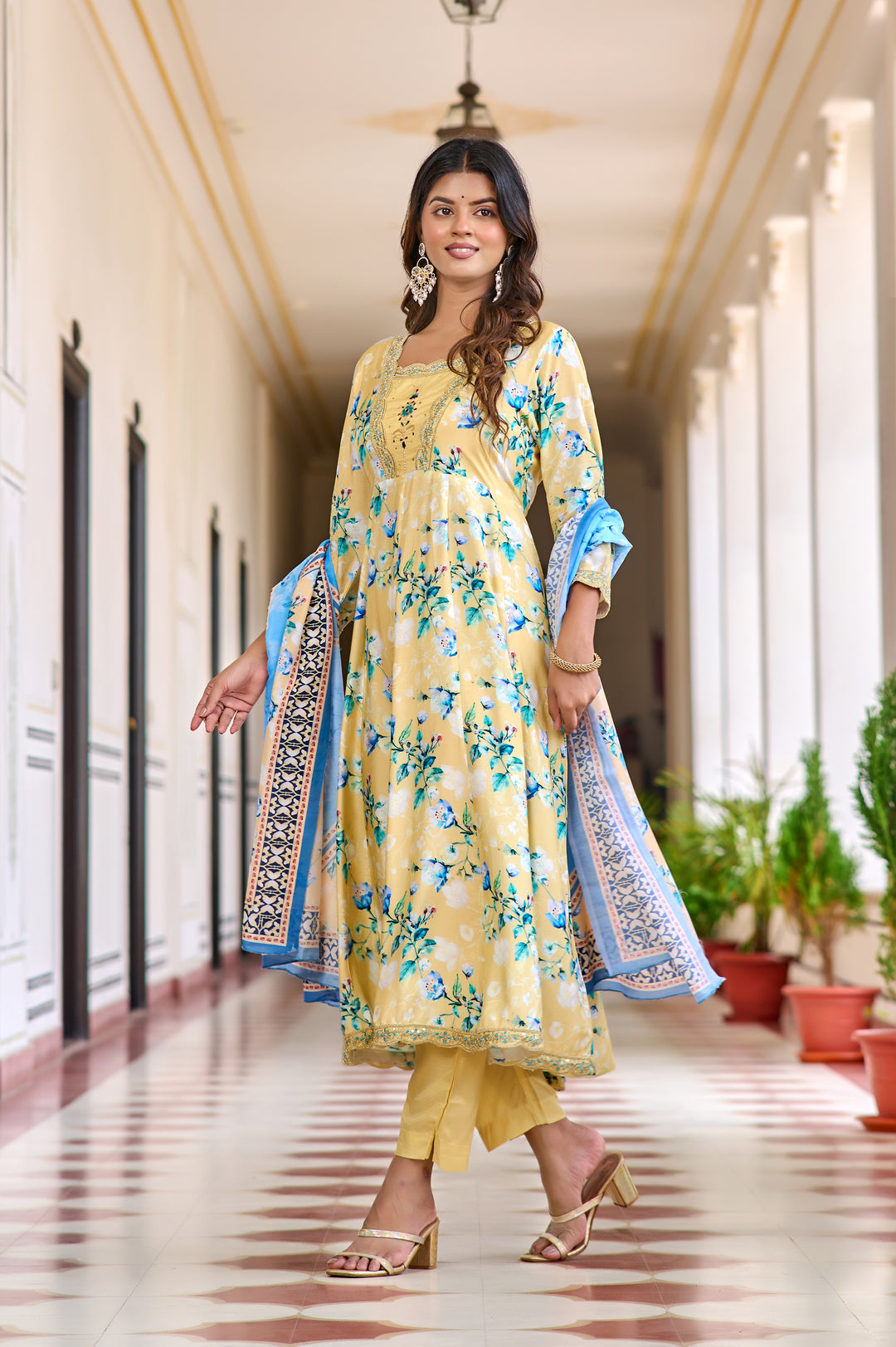 Vibrant Muslin Anarkali Suits – Redefining Elegance in Red & Yellow