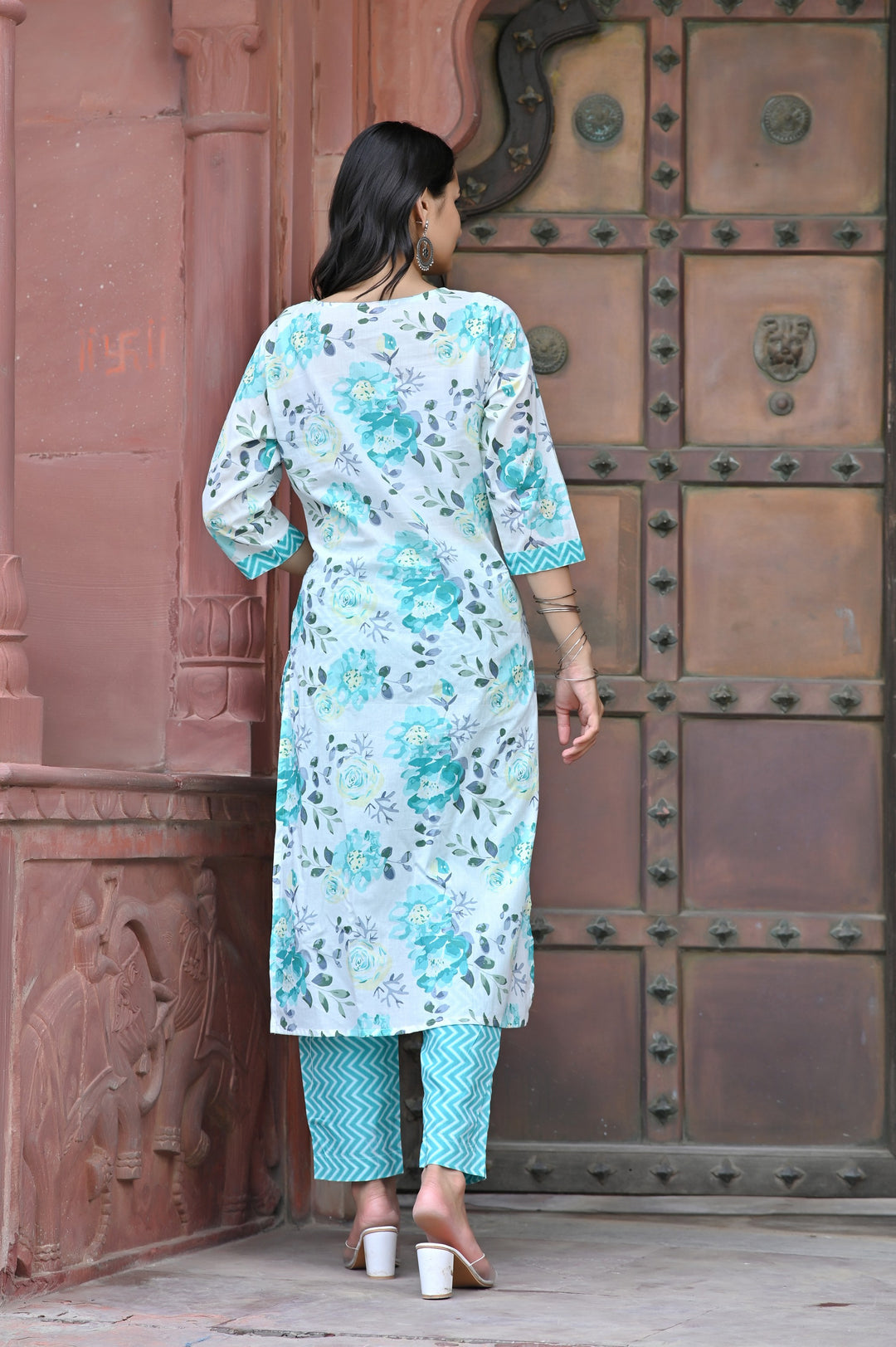 Premium Cotton Kurta Set - Straight Pattern, Sweetheart Neck, 3/4th Sleeves, Available in Pink, Sea Green, and Purple