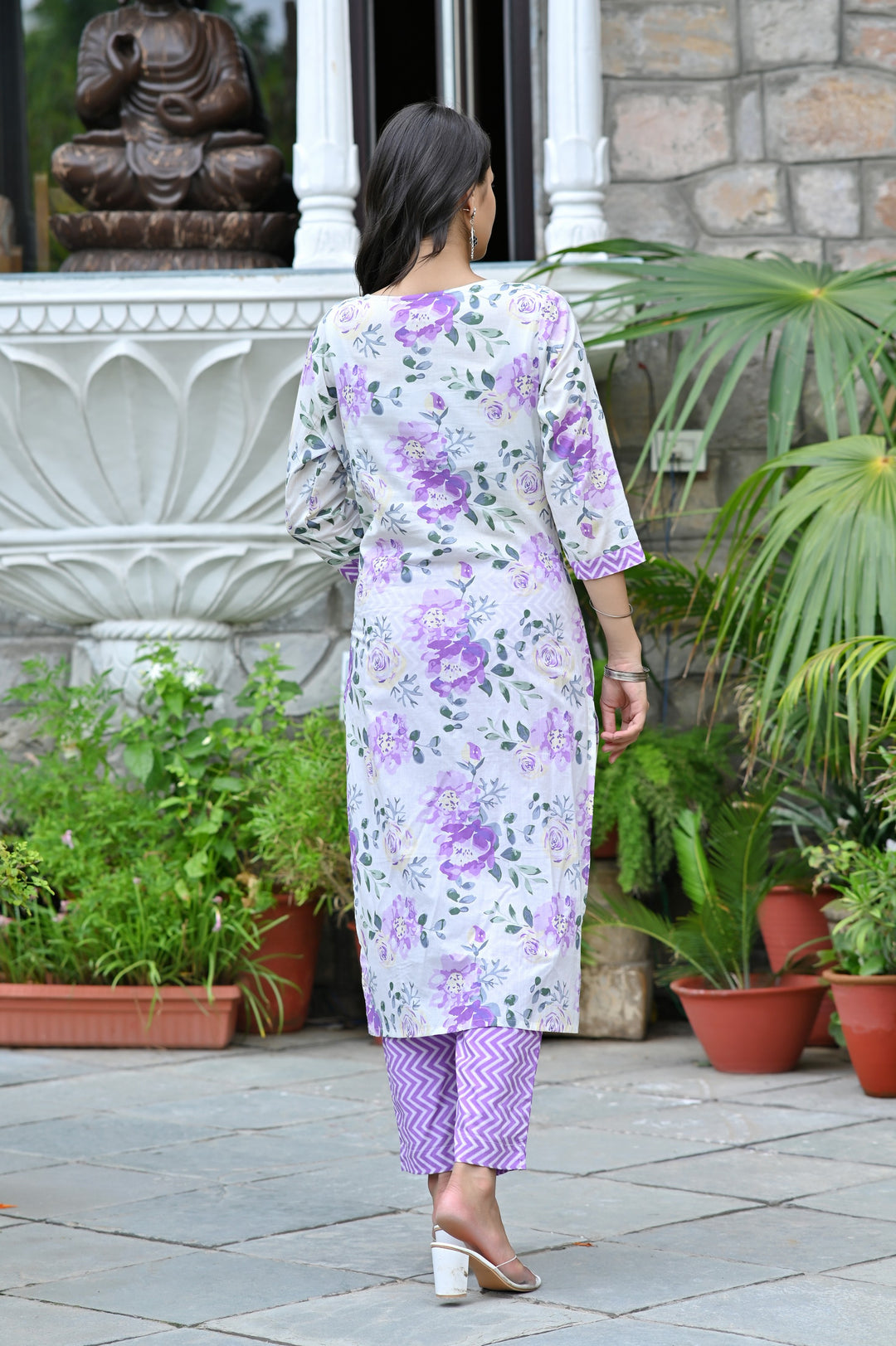 Premium Cotton Kurta Set - Straight Pattern, Sweetheart Neck, 3/4th Sleeves, Available in Pink, Sea Green, and Purple