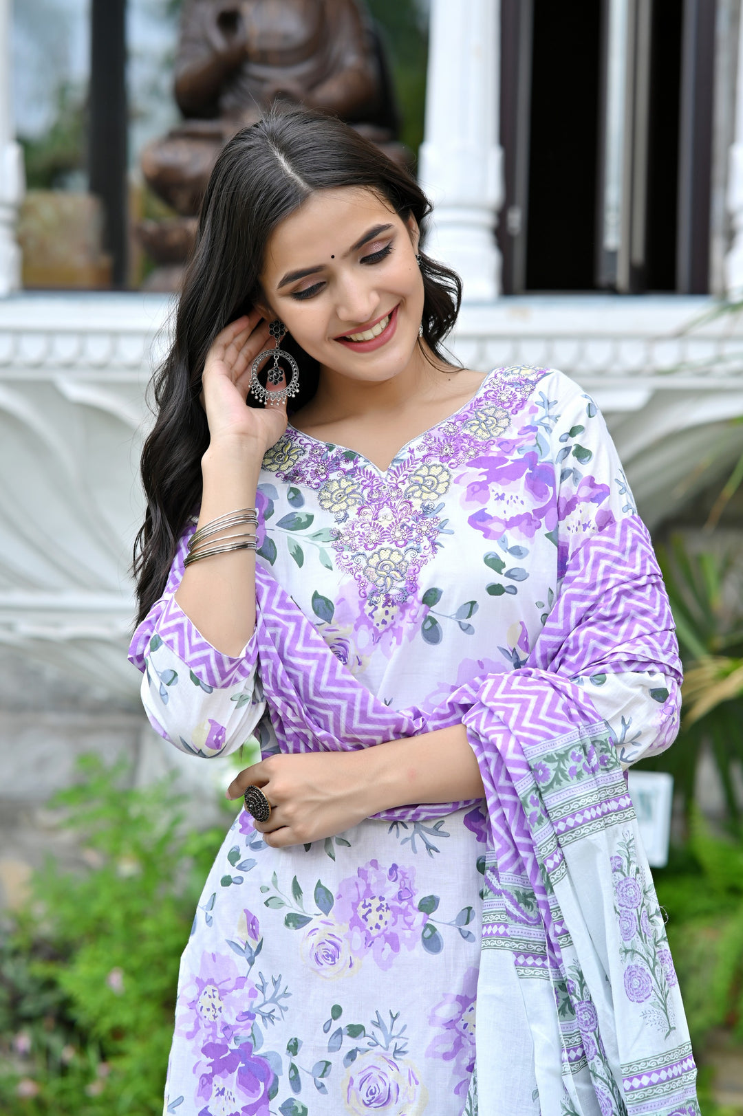 Premium Cotton Kurta Set - Straight Pattern, Sweetheart Neck, 3/4th Sleeves, Available in Pink, Sea Green, and Purple