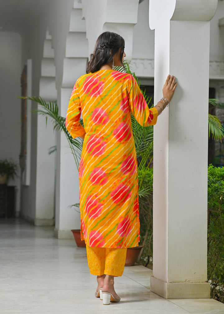Radiant Elegance Pink & Orange Cotton Kurta Set