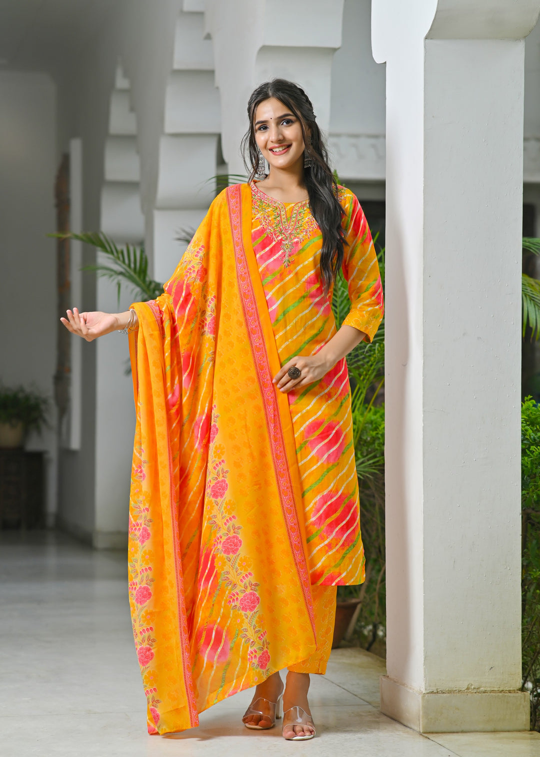 Radiant Elegance Pink & Orange Cotton Kurta Set