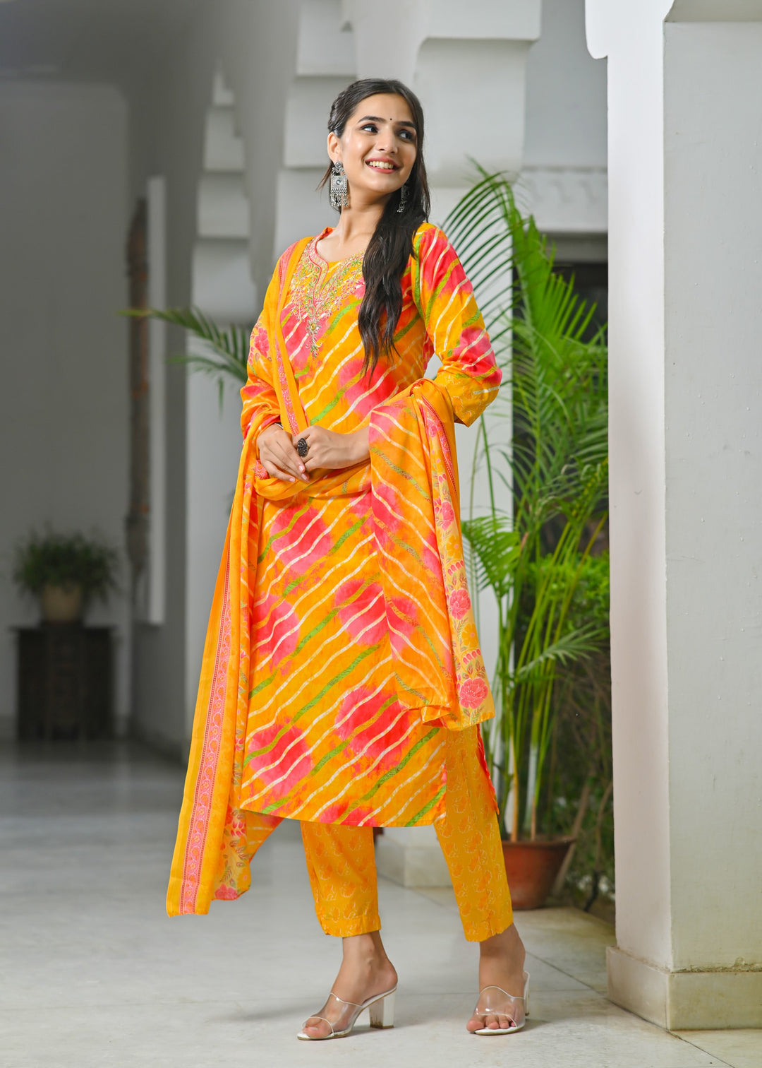 Radiant Elegance Pink & Orange Cotton Kurta Set