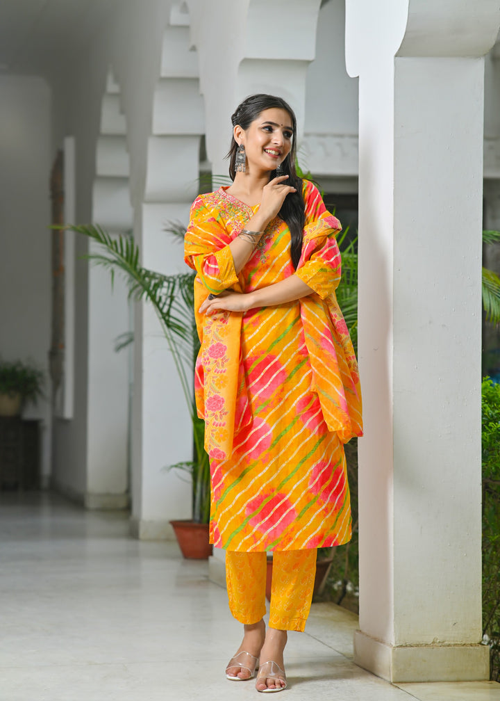 Radiant Elegance Pink & Orange Cotton Kurta Set