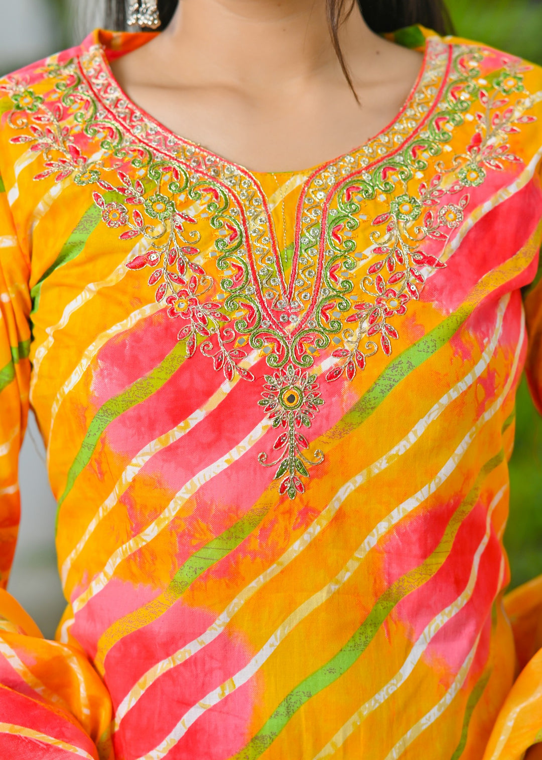 Radiant Elegance Pink & Orange Cotton Kurta Set