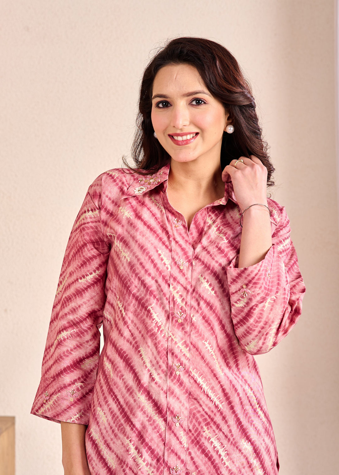 Cotton Western Wear Co-Ord Set – 2 Piece Set with Piping Detail (Teal, Pink) – Available in M, L, XL, XXL