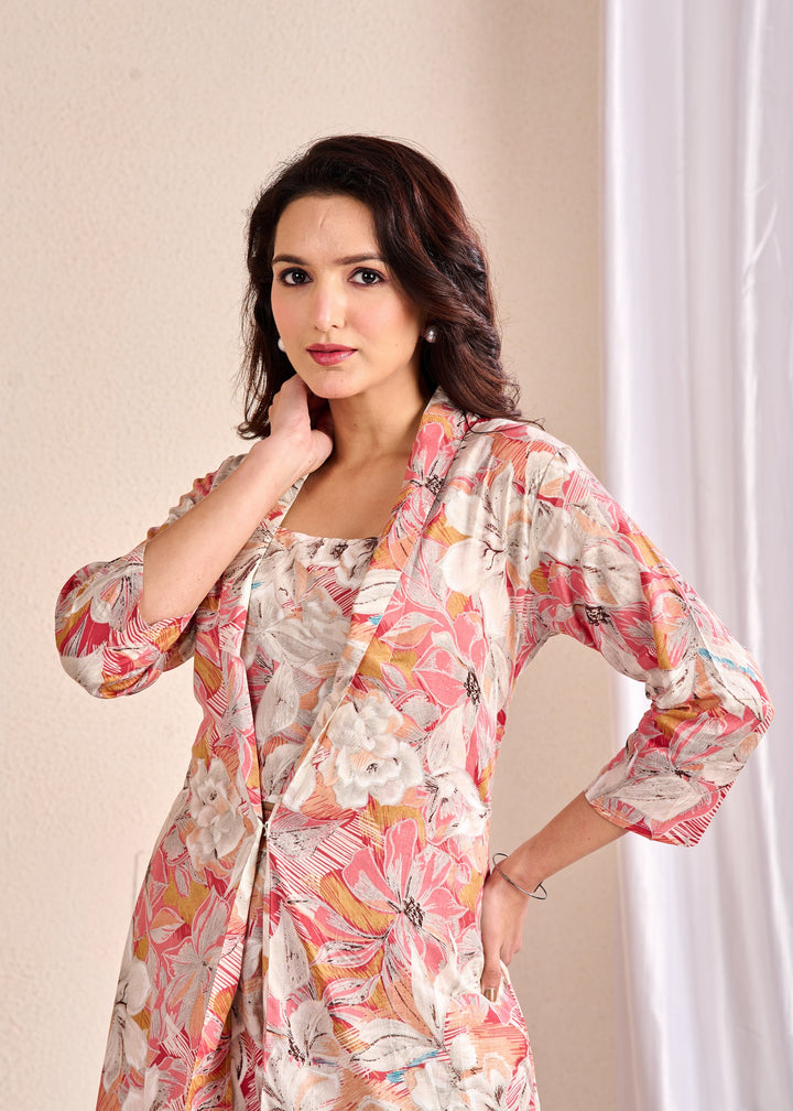 Chic 3-Piece Cotton Co-Ord Set with Embroidered Mirror Work - V Neck, Full Sleeves, Multi-Color