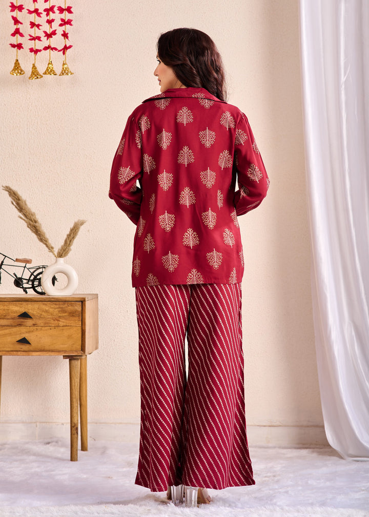 Stylish 3-Piece Rayon Co-Ord Set with Pearl, Pipe & Mirror Detailing