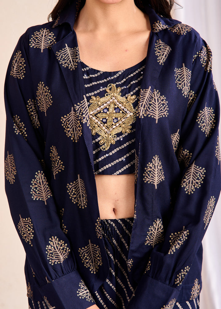 Stylish 3-Piece Rayon Co-Ord Set with Pearl, Pipe & Mirror Detailing