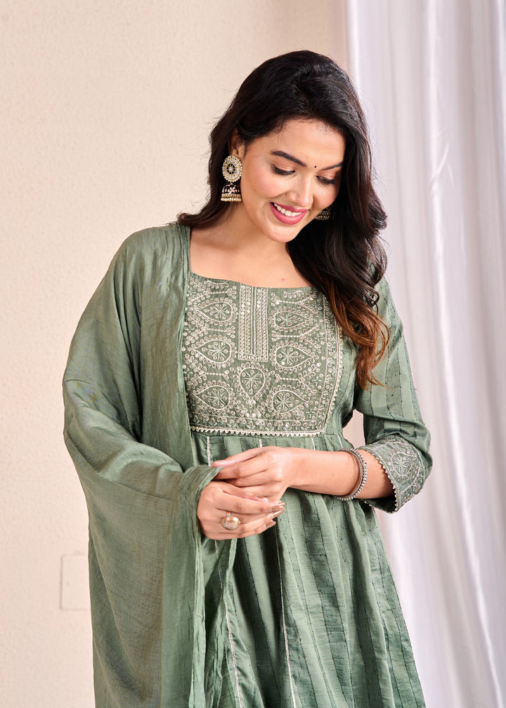 Elegant 3-Piece Muslin Sharara Suit Set with Zardosi, Gotta Patti, and Zari Work
