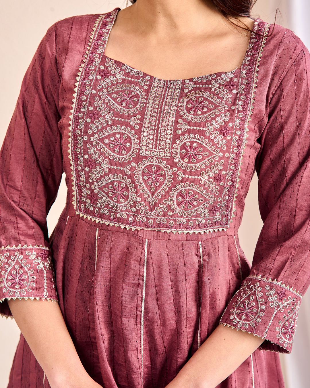 Elegant 3-Piece Muslin Sharara Suit Set with Zardosi, Gotta Patti, and Zari Work