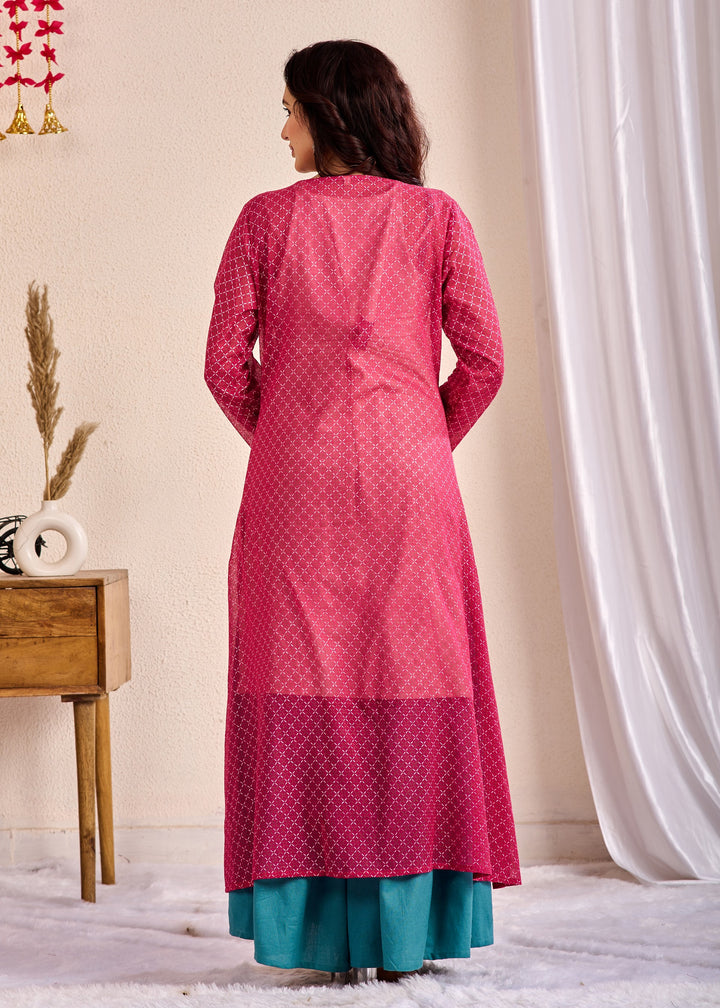 Elegant 3-Piece Western Wear Shrugs Set - Cotton with Embroidered Mirror Work in Red-Green Combination (M-XXL)