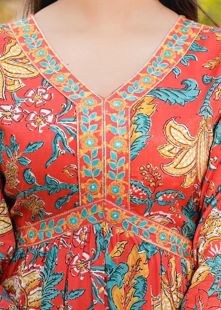 Elegant Santoon Anarkali Suit - Aliya Cut Pattern, 3/4th Sleeves, V-Neck Design