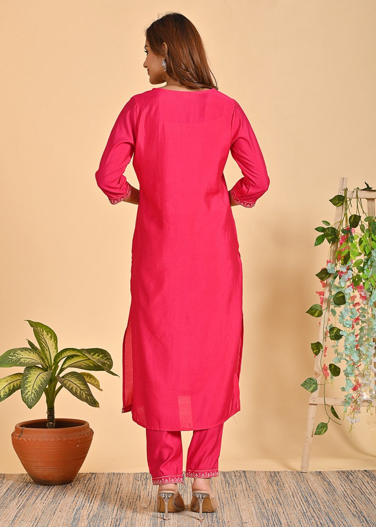 Premium Roman Silk Ethnic 3-Piece Set with Zardosi & Zari Dupatta - Available in Red & Peach