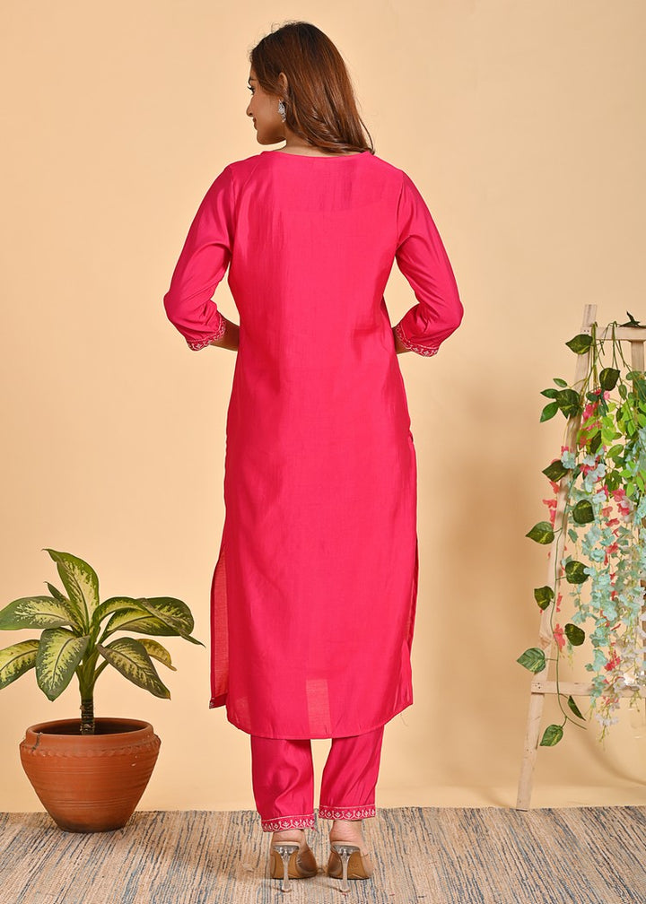 Premium Roman Silk Ethnic 3-Piece Set with Zardosi & Zari Dupatta - Available in Red & Peach