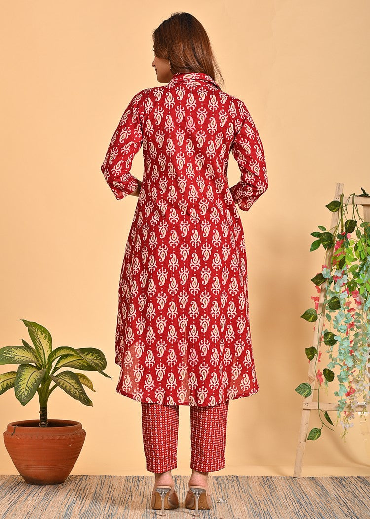 Stylish Cotton Co-Ord Set - 2-Piece Shirt Collar Outfit with 3/4 Sleeves | Available in Black and Red | Sizes XS-XXL