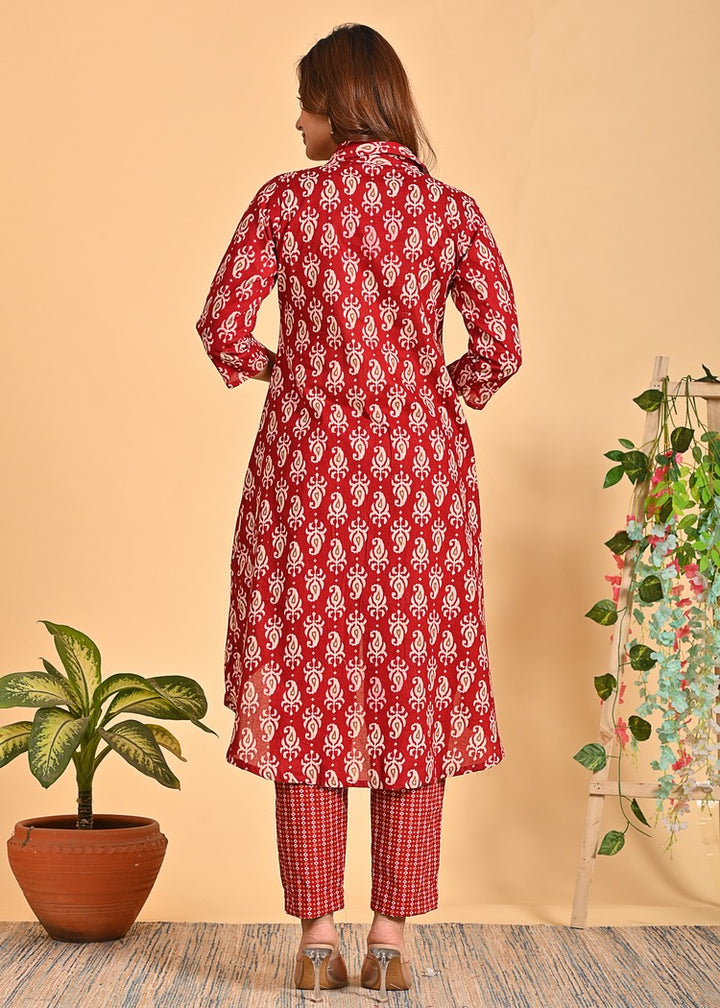 Stylish Cotton Co-Ord Set - 2-Piece Shirt Collar Outfit with 3/4 Sleeves | Available in Black and Red | Sizes XS-XXL