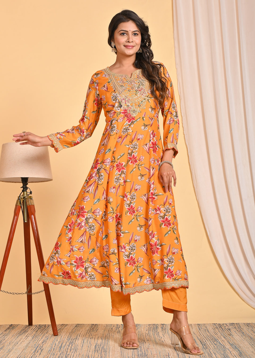 Premium Muslin Anarkali 3-Piece Ethnic Wear Set with Zari and Sequins Detailing