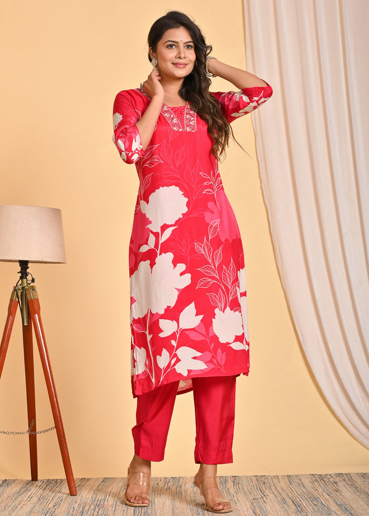 Premium Muslin 3-Piece Ethnic Wear Set with Embroidered Mirror and Pearl Detailing