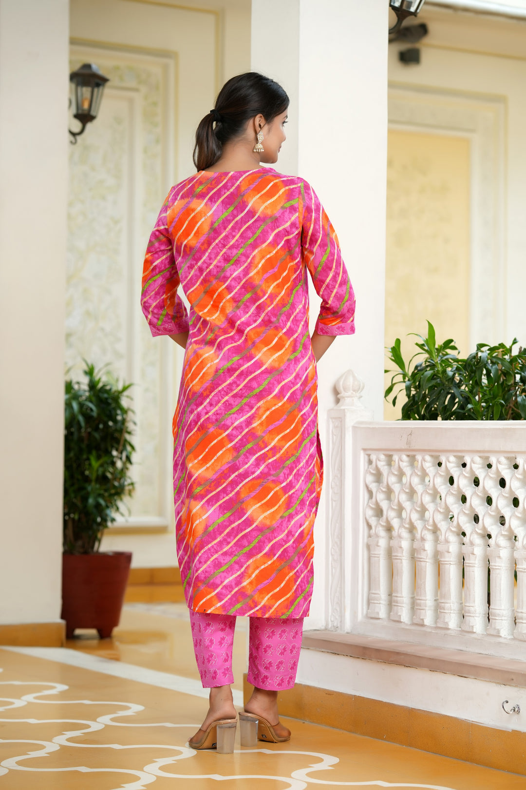Radiant Elegance Pink & Orange Cotton Kurta Set