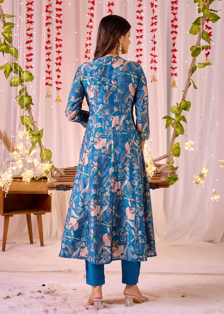 Stunning Chanderi Anarkali Suit - V-Neckline, 3/4th Sleeves